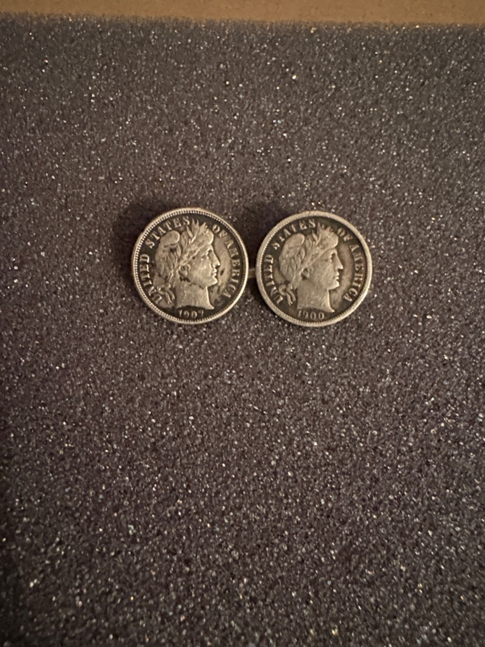 Barber Dime Buttons- 1900, 1907